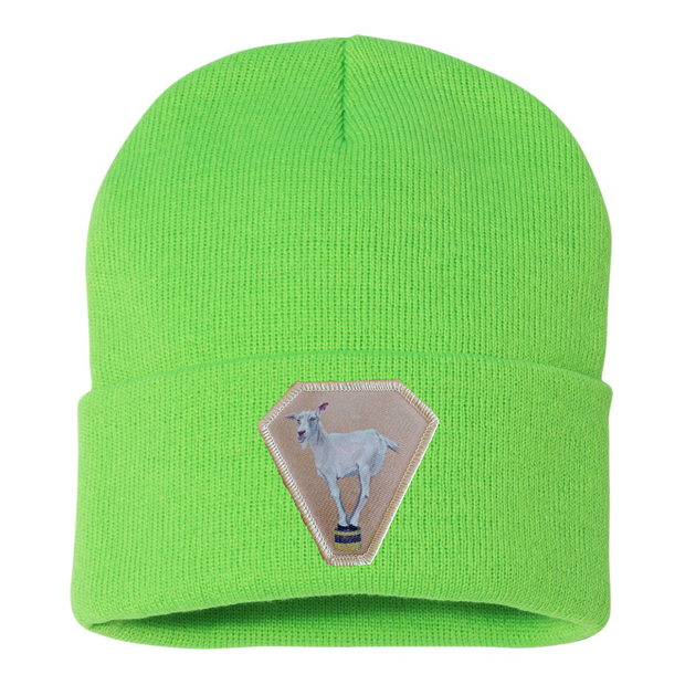 Diamond Goat Beanie Hats Flyn Costello Neon Green  