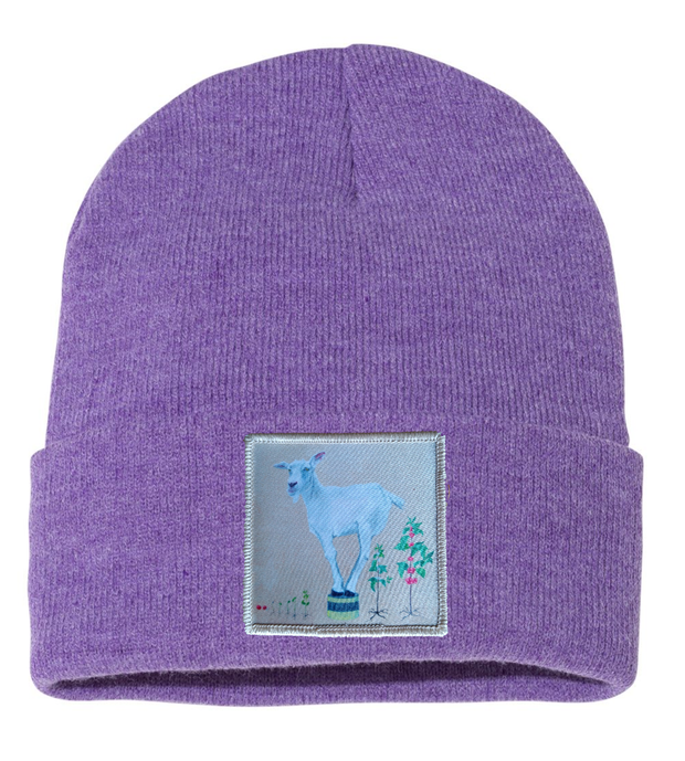 The Discoverer Goat Beanie Hats Flyn Costello Heather Purple  