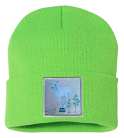 The Discoverer Goat Beanie Hats Flyn Costello Neon Green  