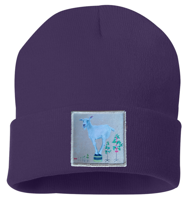 The Discoverer Goat Beanie Hats Flyn Costello Purple  