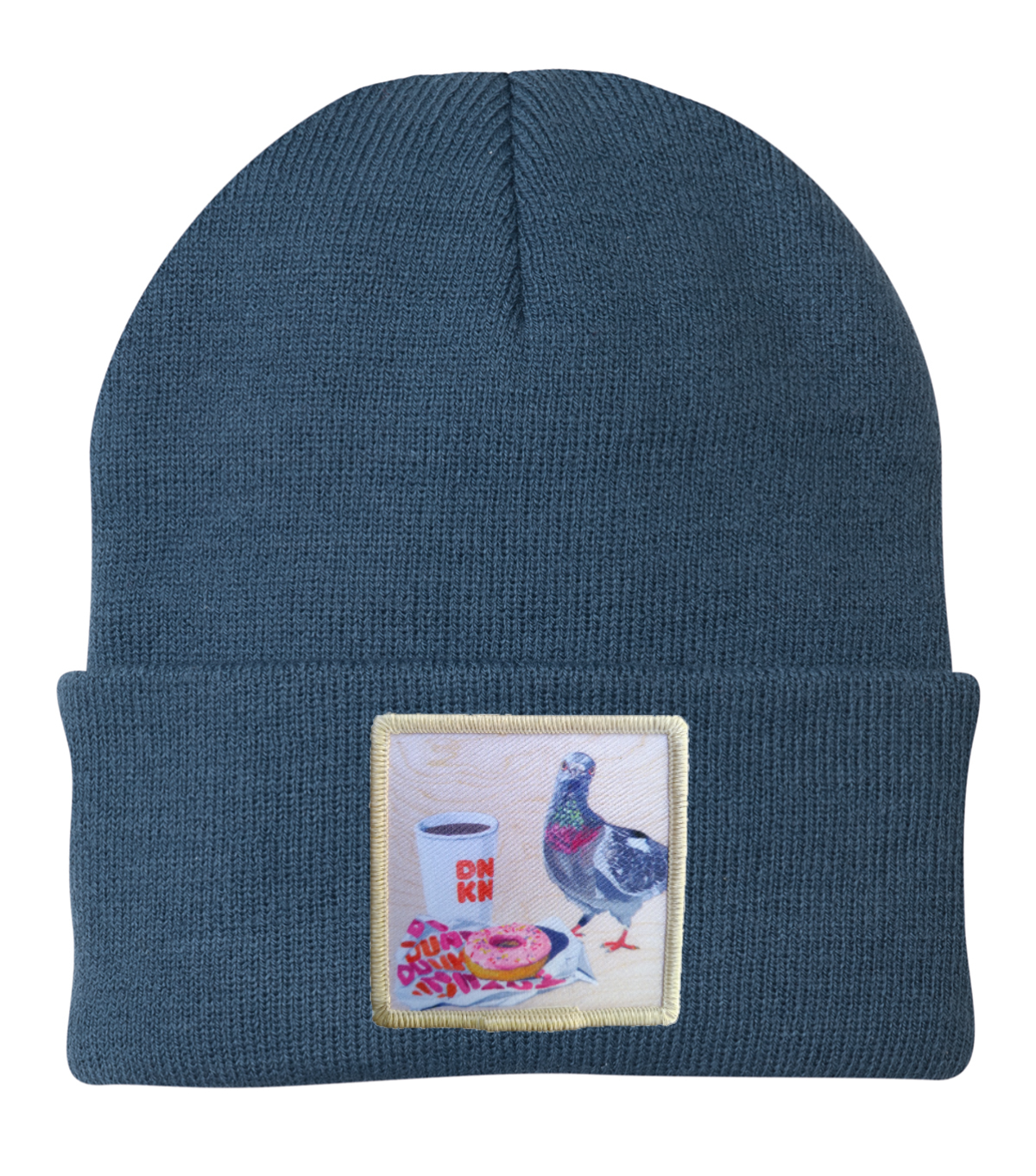 Pigeons Run on Donuts Beanie Hats Flyn Costello Dusty Blue  