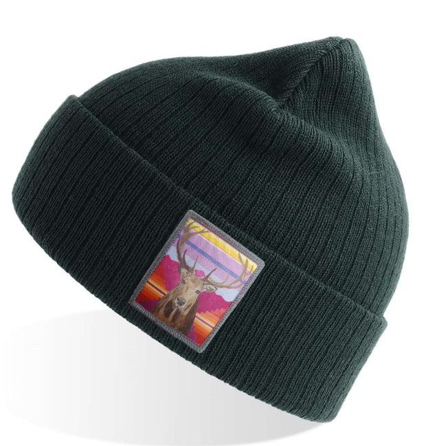 Green Sustainable Rib Knit Hats Flyn Costello Elk  