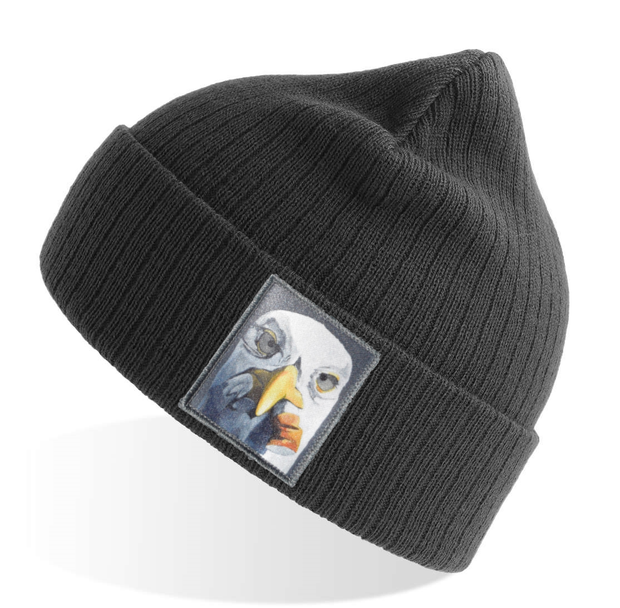 Grey Sustainable Rib Knit Hats Flyn Costello Seagull with Cig  