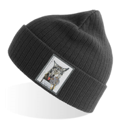 Grey Sustainable Rib Knit Hats Flyn Costello Wolf  