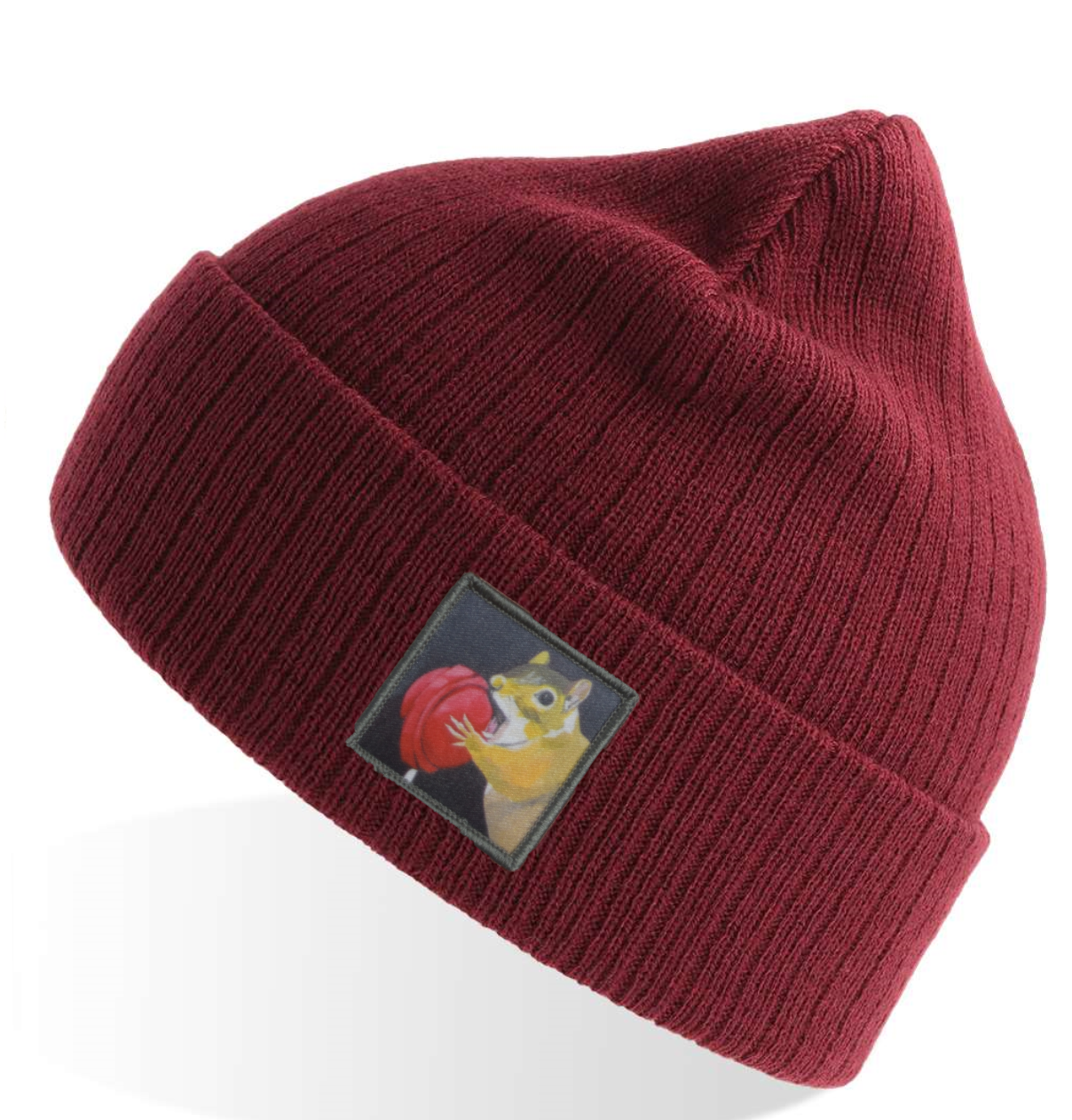Maroon Sustainable Rib Knit Beanie Hats Flyn Costello Lolly  