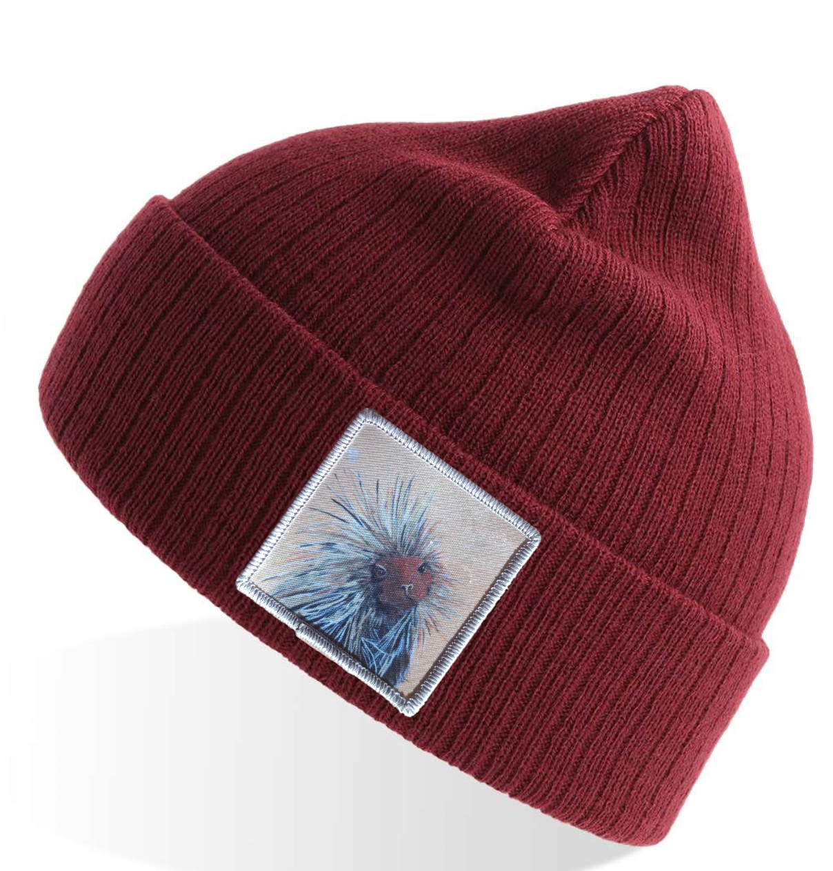Maroon Sustainable Rib Knit Beanie Hats Flyn Costello Porcupine  