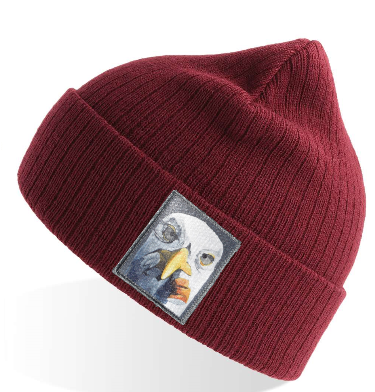 Maroon Sustainable Rib Knit Beanie Hats Flyn Costello Seagull With Cig  