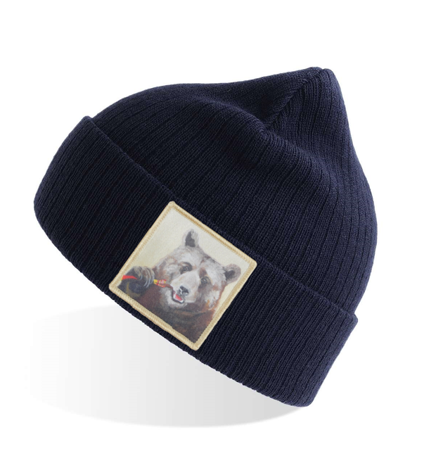 Navy Sustainable Rib Knit Beanie Hats Flyn Costello Slim JImmy  