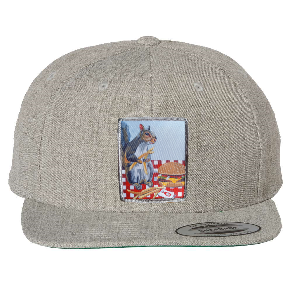 Heather Grey Snapback Hats Flyn Costello Squirrel Burger  
