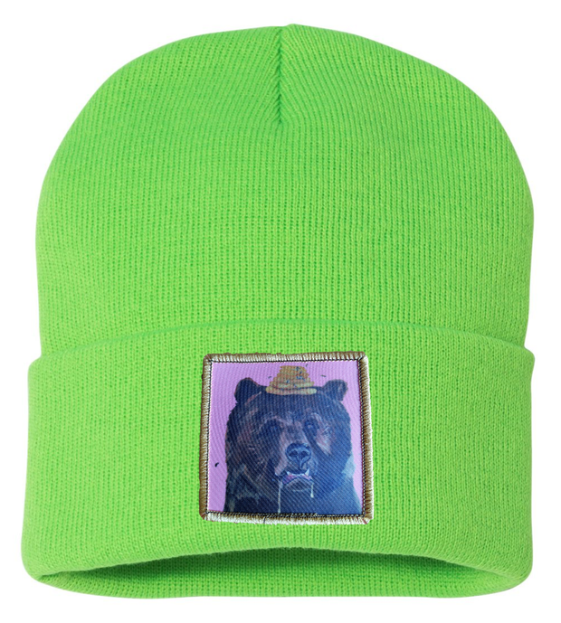 Honey Bear Beanie Hats Flyn Costello Neon Green  