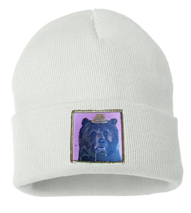 Honey Bear Beanie Hats Flyn Costello White  