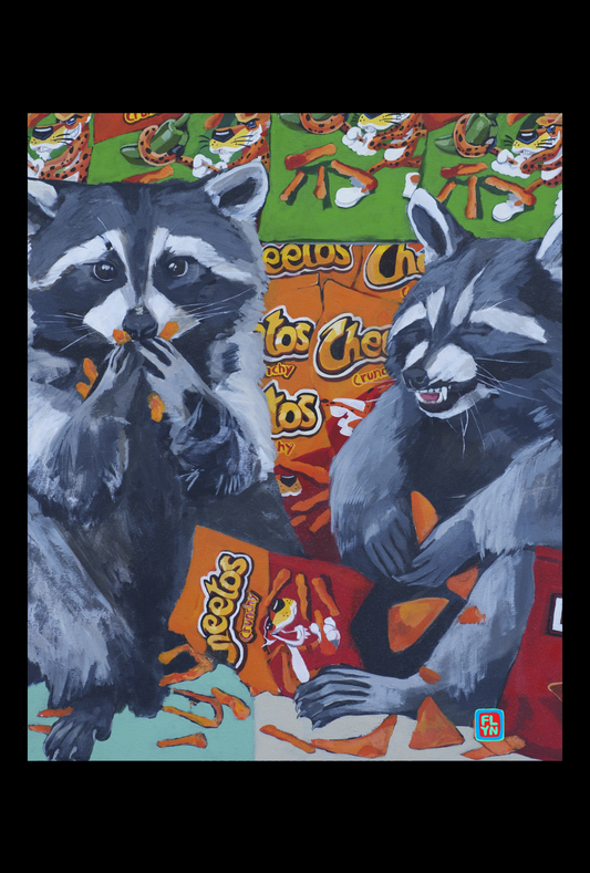 Junk Food Bandits Raccoon Print Prints Flyn Costello   
