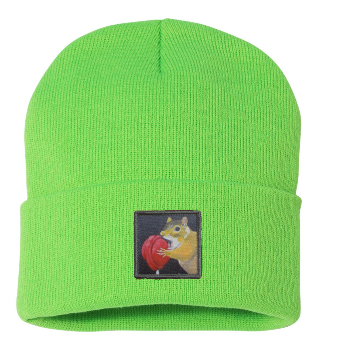 Lolly Squirrel Beanie Hats Flyn Costello Neon Green  