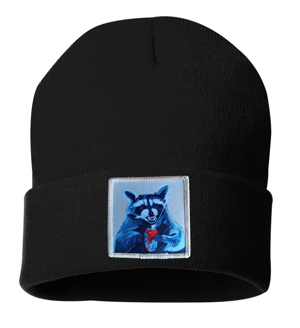 Camp Crasher Raccoon Beanie Hats Flyn Costello Black  