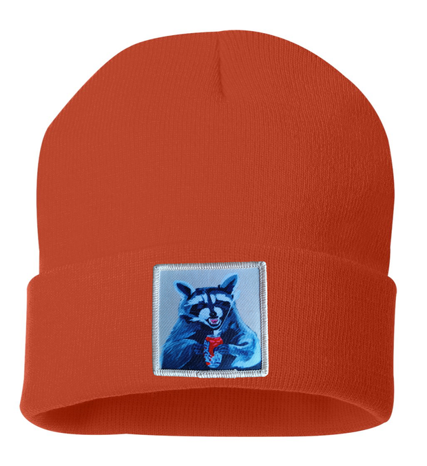 Camp Crasher Raccoon Beanie Hats Flyn Costello Burnt Orange  