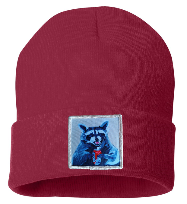 Camp Crasher Raccoon Beanie Hats Flyn Costello Cardinal Red  