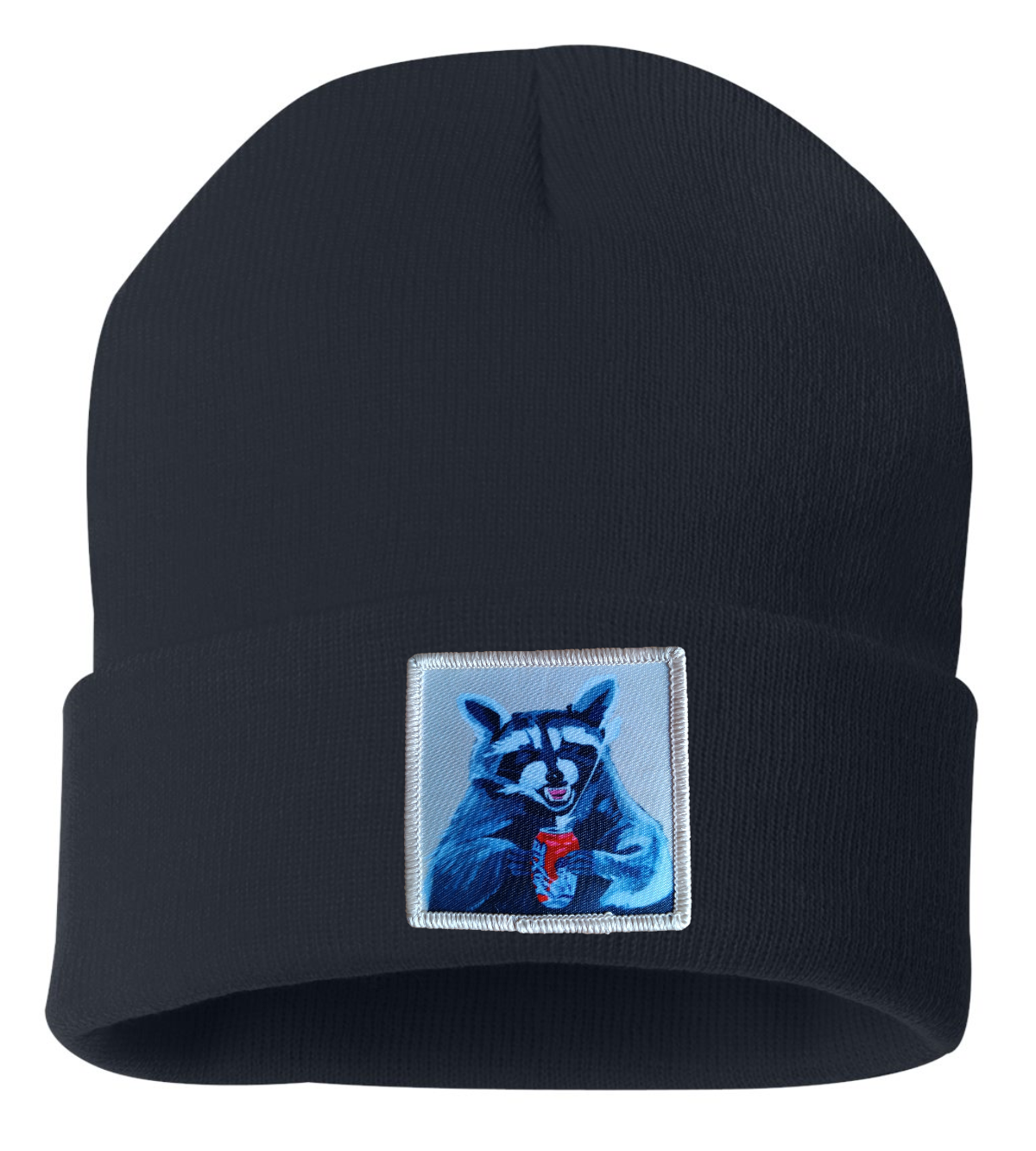 Camp Crasher Raccoon Beanie Hats Flyn Costello Forest Green  