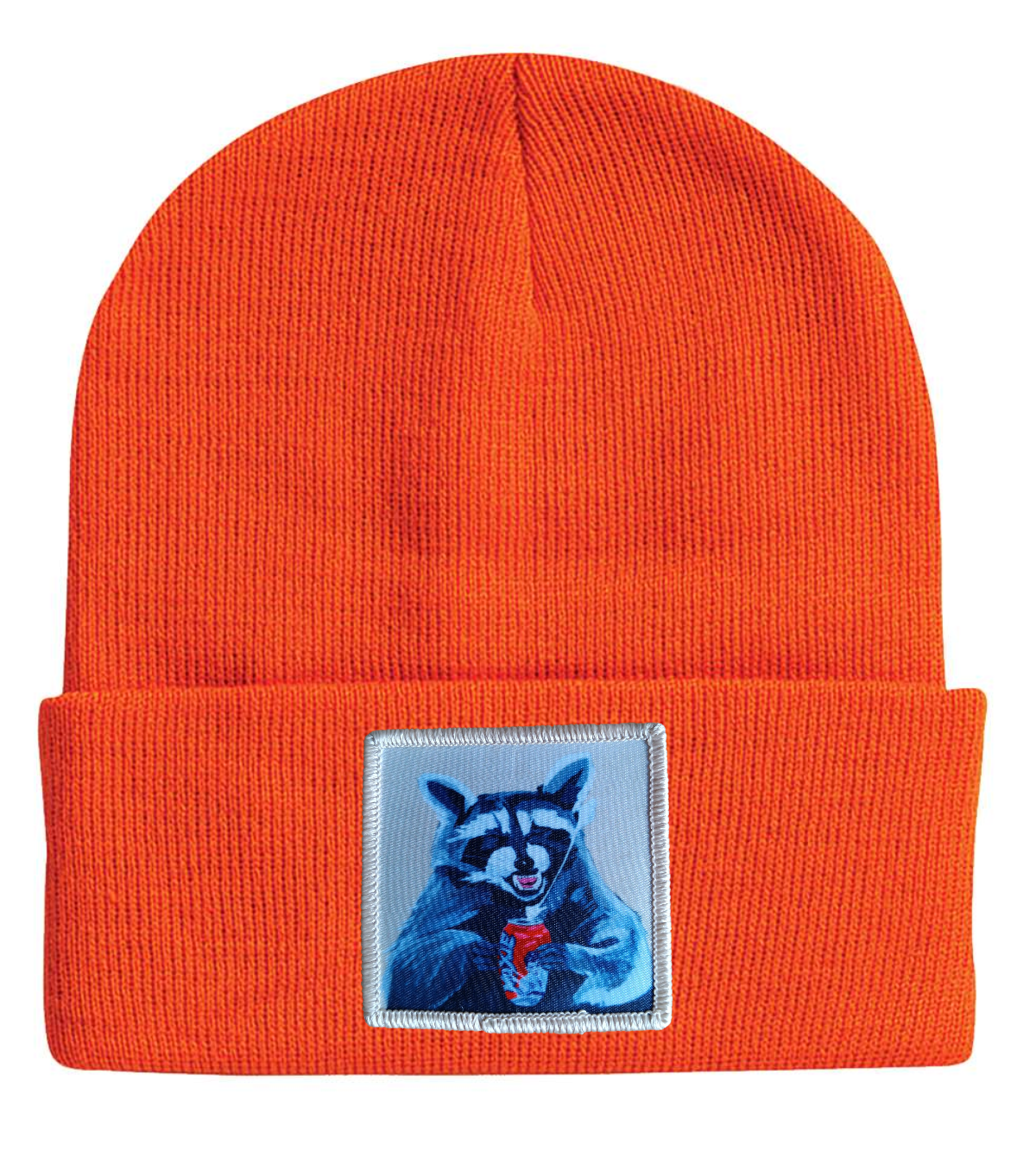 Camp Crasher Raccoon Beanie Hats Flyn Costello Neon Orange  