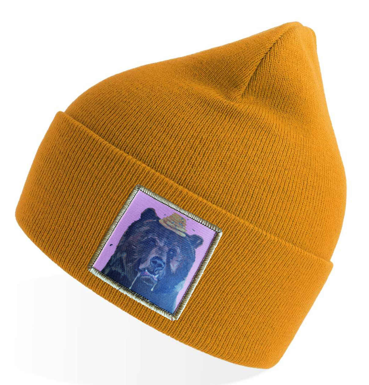 Mustard Sustainable Knit Hats Flyn Costello Honey Bear  