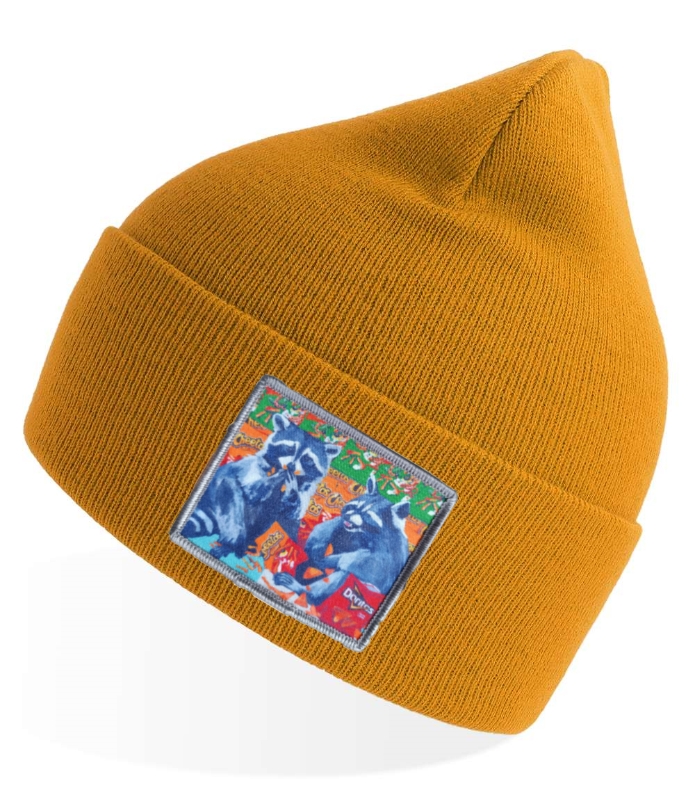 Mustard Sustainable Knit Hats Flyn Costello Junkfood Bandits  