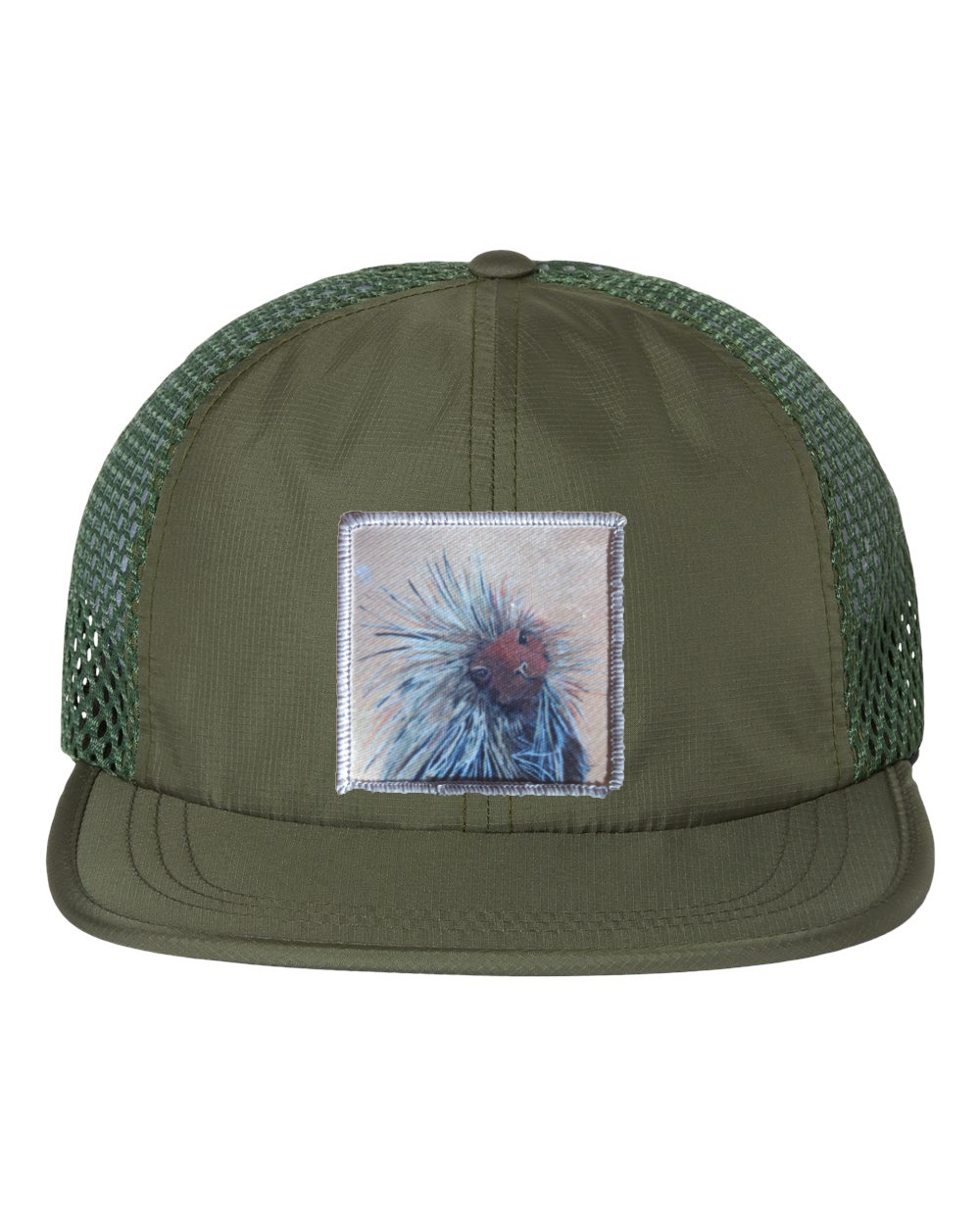 Wide Set Mesh Cap Olive Hats FlynHats Porcupine  
