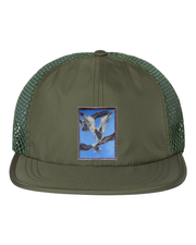 Wide Set Mesh Cap Olive Hats FlynHats Flock Of Seagulls  
