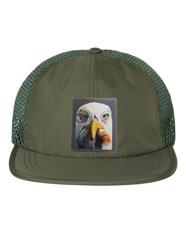 Wide Set Mesh Cap Olive Hats FlynHats Seagull With Cig  