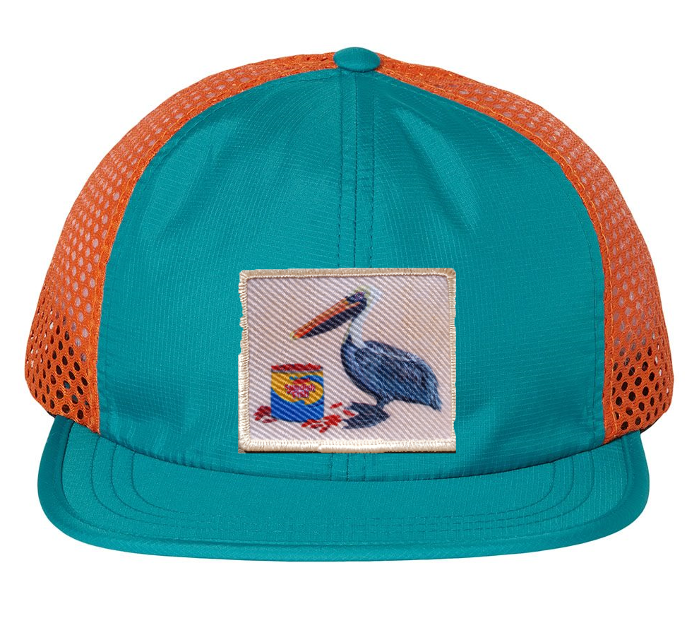 Wide Set Mesh Cap Orange/ Teal Hats FlynHats Gone Fishin'  