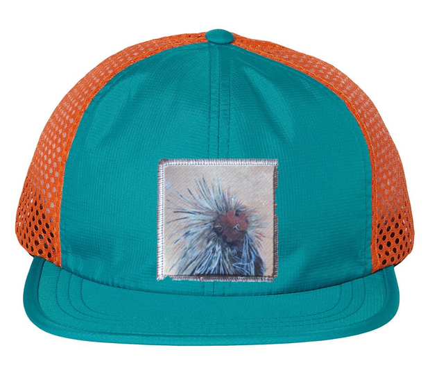 Wide Set Mesh Cap Orange/ Teal Hats FlynHats Porcupine  
