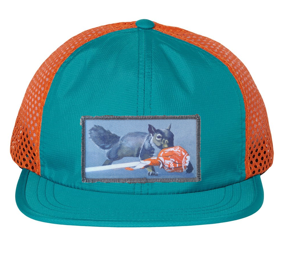 Wide Set Mesh Cap Orange/ Teal Hats FlynHats Secret Stash  