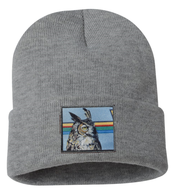 Gaia Owl Beanie Hats Flyn Costello Grey  