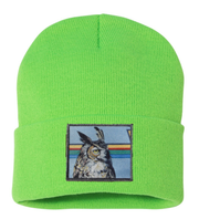 Gaia Owl Beanie Hats Flyn Costello Neon Green  