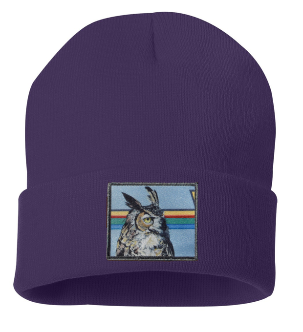 Gaia Owl Beanie Hats Flyn Costello Purple  