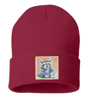 Beer Bandit Raccoon Beanie Hats Flyn Costello Cardinal Red  