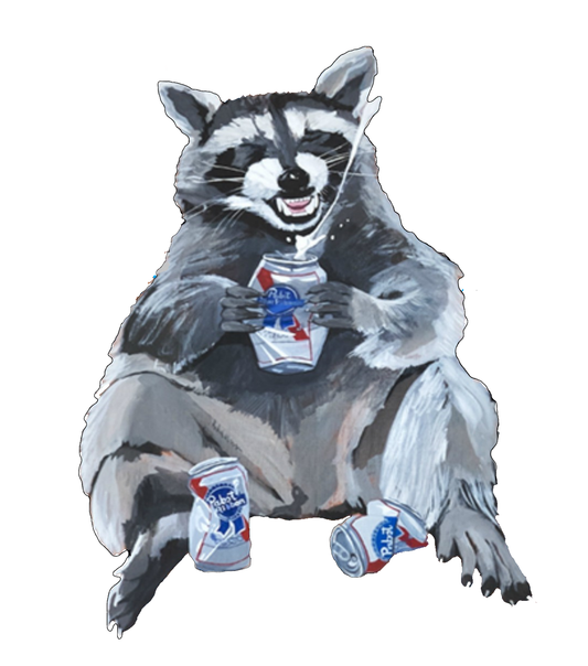 Beer Bandit Raccoon Sticker Stickers Flyn_Costello_Art 1.5 inches tall  