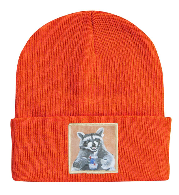 Beer Bandit Raccoon Beanie Hats Flyn Costello Neon Orange  