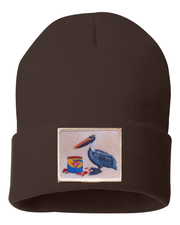 Gone Fishin' Pelican Beanie Hats Flyn_Costello_Art Brown  