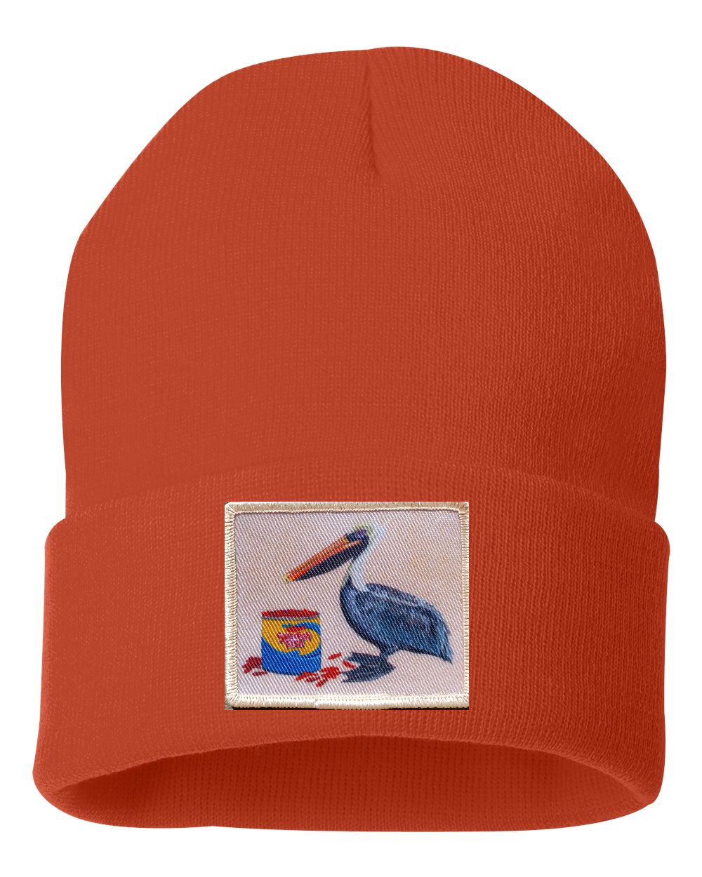 Gone Fishin' Pelican Beanie Hats Flyn_Costello_Art Burnt Orange  