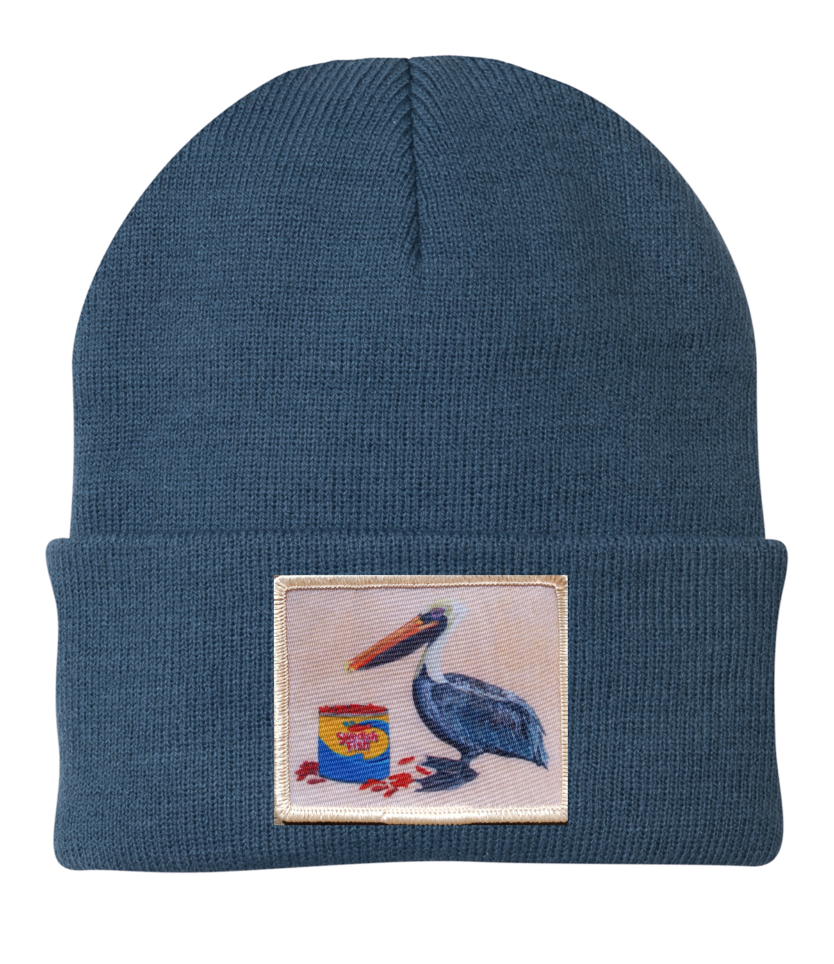 Gone Fishin' Pelican Beanie Hats Flyn_Costello_Art Dusty Blue  