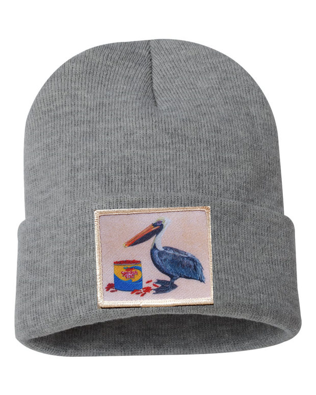 Gone Fishin' Pelican Beanie Hats Flyn_Costello_Art Grey  