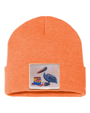Gone Fishin' Pelican Beanie Hats Flyn_Costello_Art Heather Orange  
