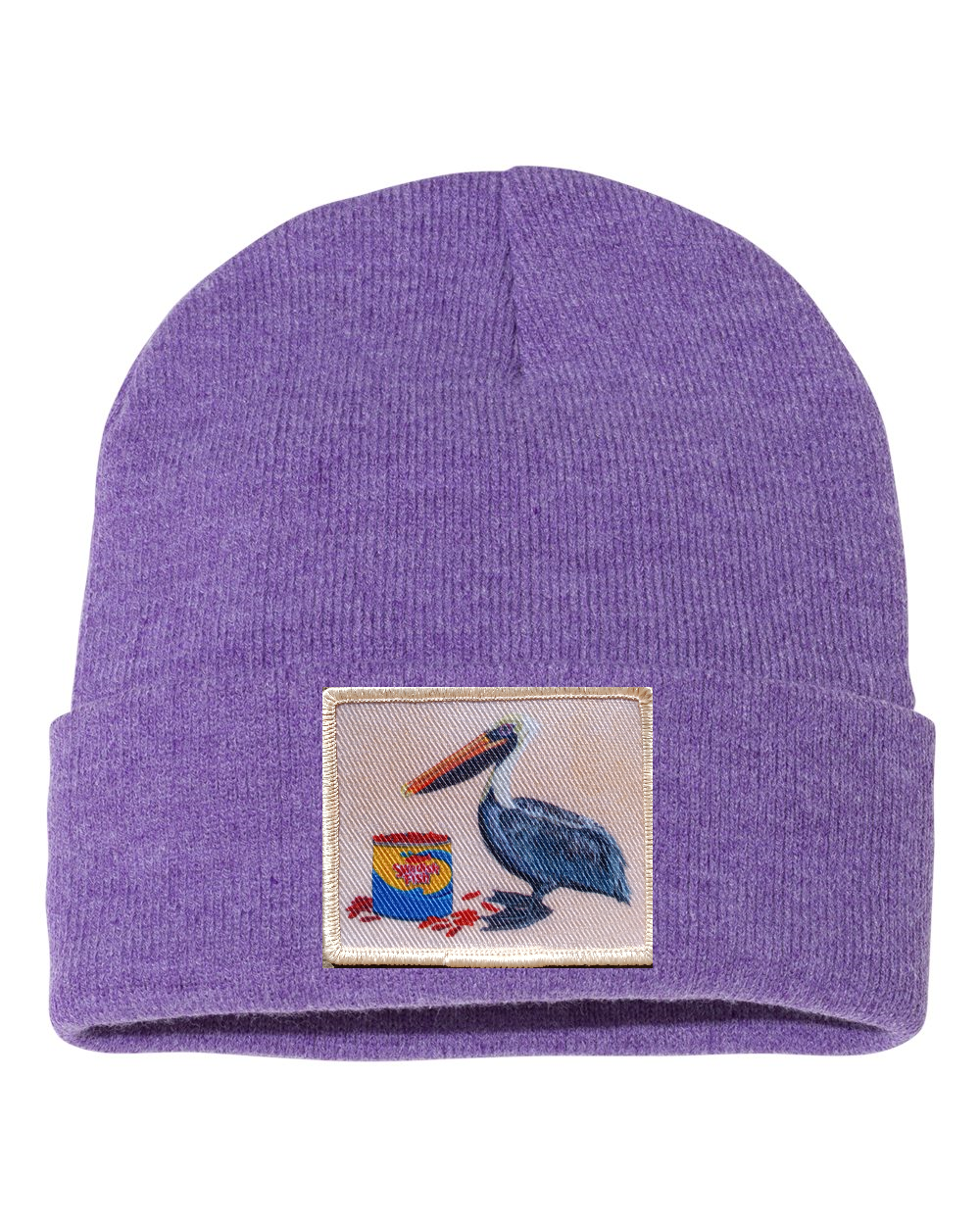Gone Fishin' Pelican Beanie Hats Flyn_Costello_Art Heather Purple  