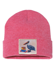 Gone Fishin' Pelican Beanie Hats Flyn_Costello_Art Heather Red  