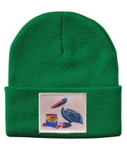 Gone Fishin' Pelican Beanie Hats Flyn_Costello_Art Kelley Green  