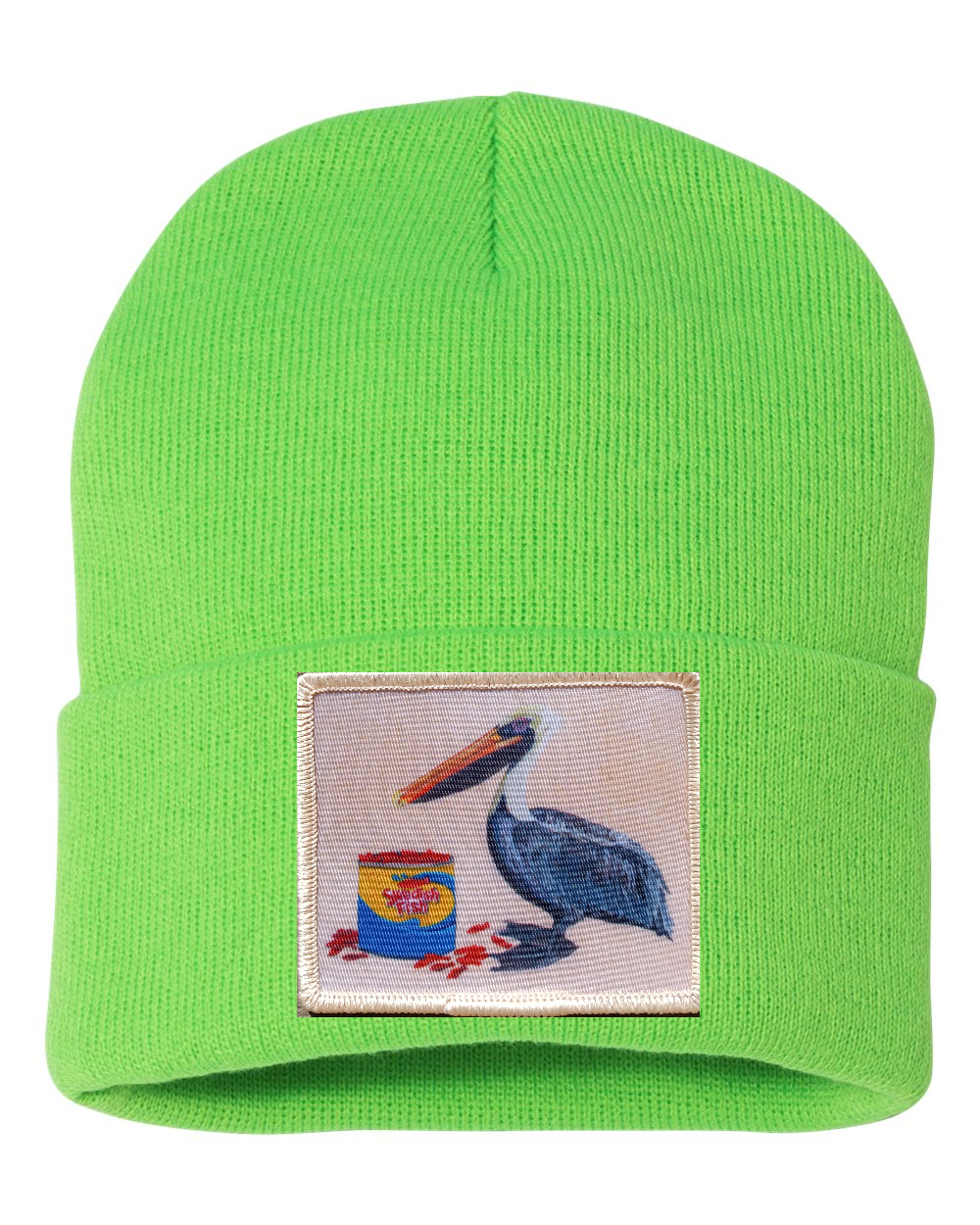 Gone Fishin' Pelican Beanie Hats Flyn_Costello_Art Neon Green  