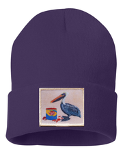 Gone Fishin' Pelican Beanie Hats Flyn_Costello_Art Purple  
