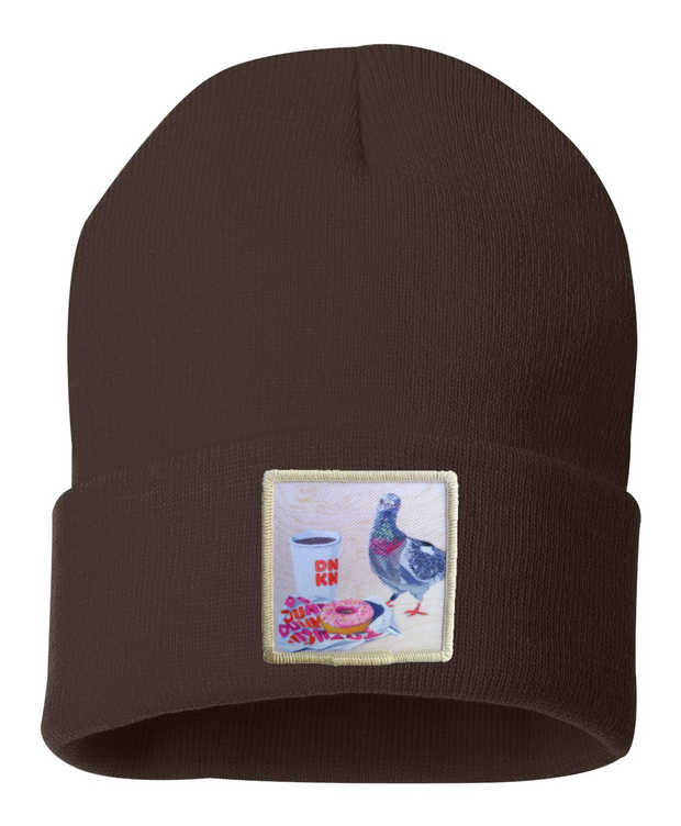 Pigeons Run on Donuts Beanie Hats Flyn Costello Brown  