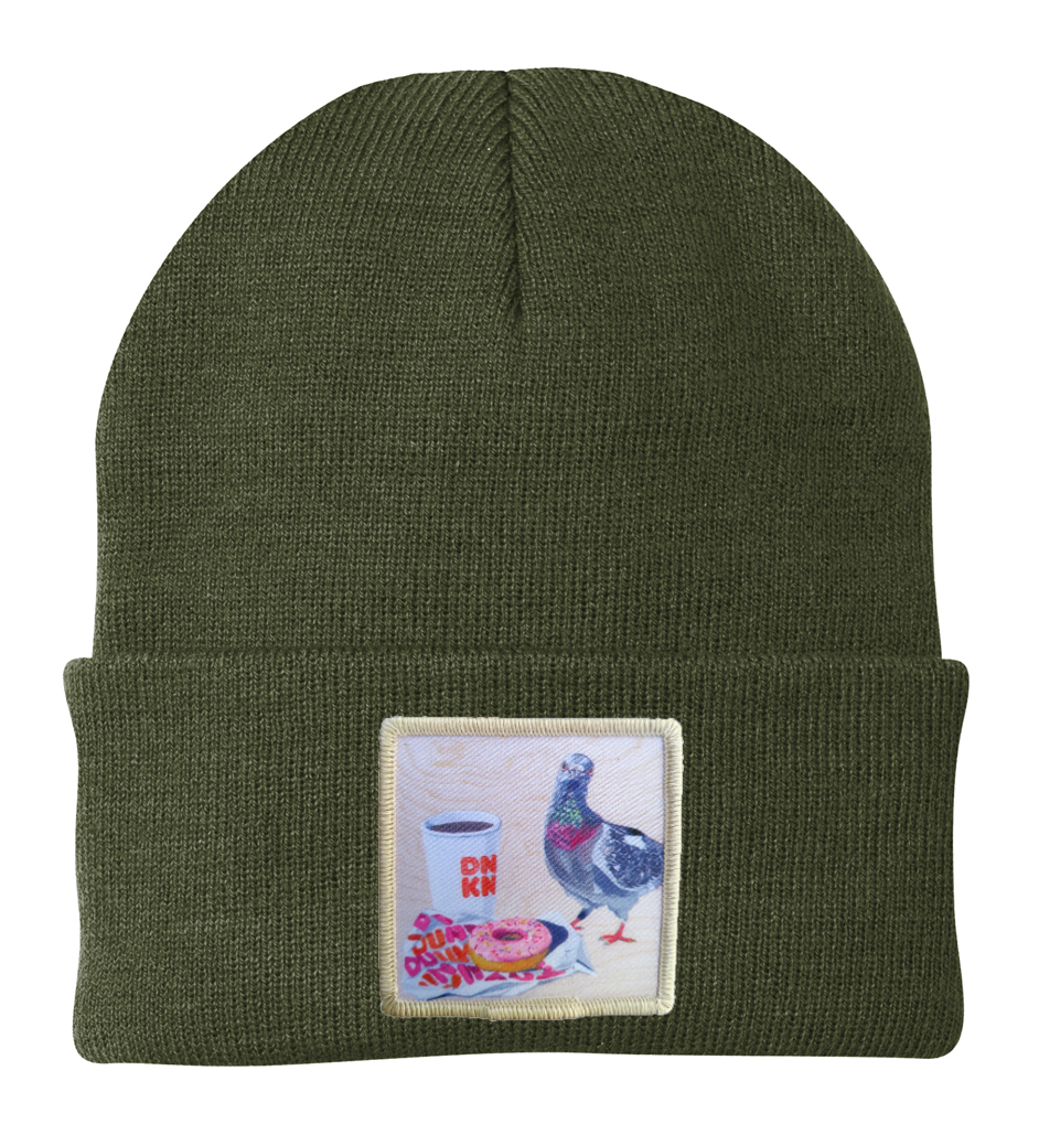 Pigeons Run on Donuts Beanie Hats Flyn Costello Olive  