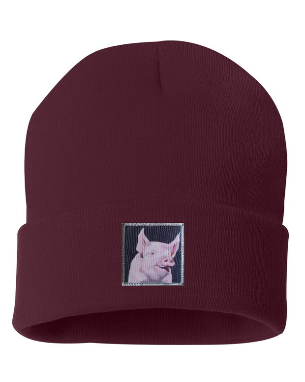 Piggie Beanie Hats Flyn Costello Maroon  