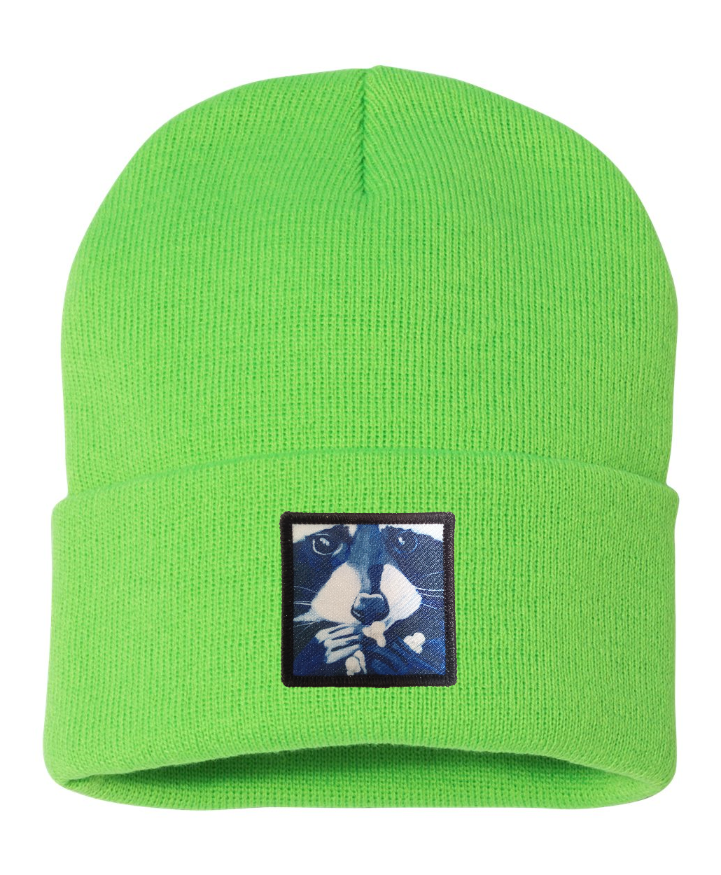 Raccoon Pop Beanie Hats Flyn Costello Neon Green  